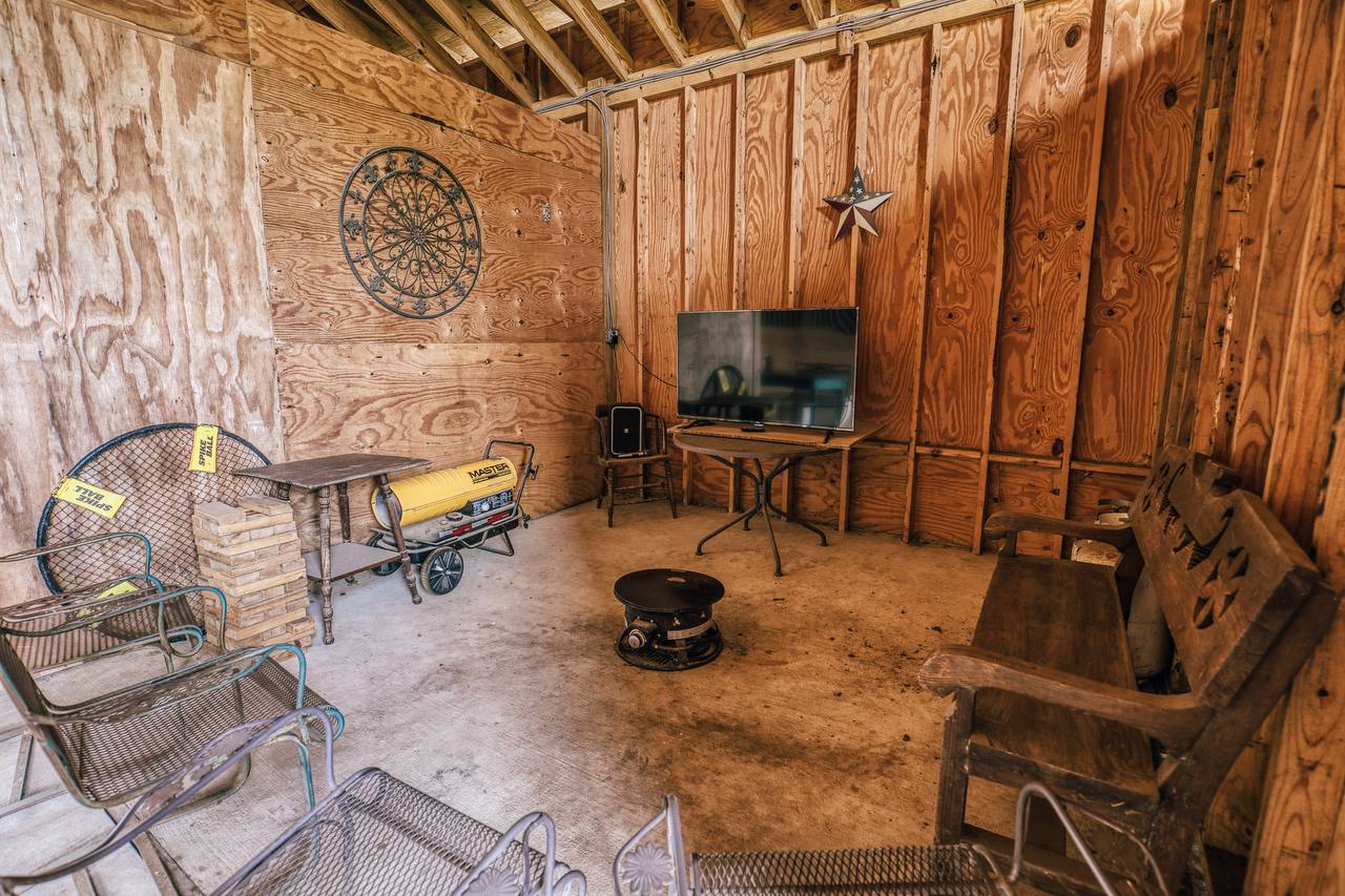 Barn storage room hangout space