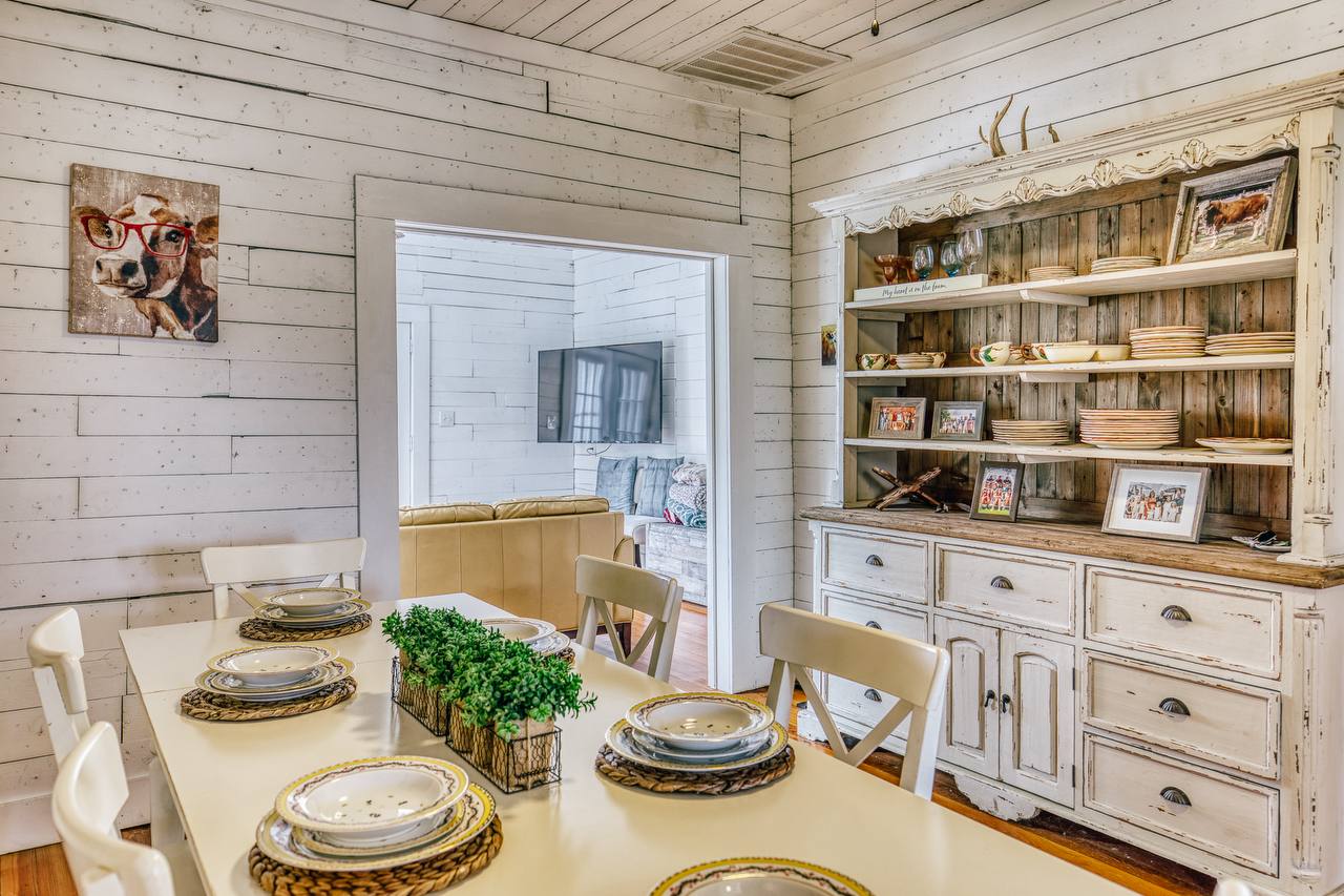 Dining room with original wood floors